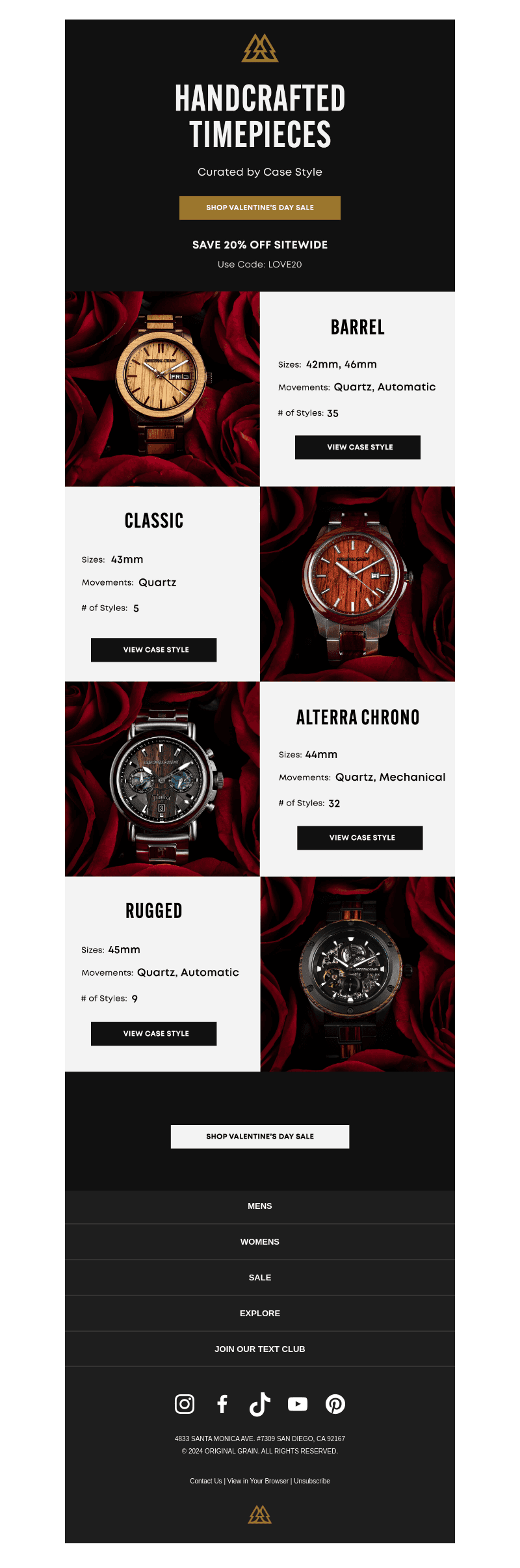 Handcrafted timepieces curated by case style