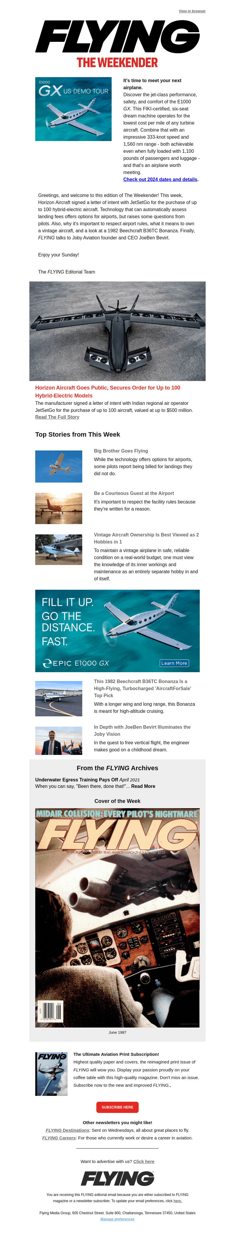 Flying Magazine email from Sun, Jan 21, 2024