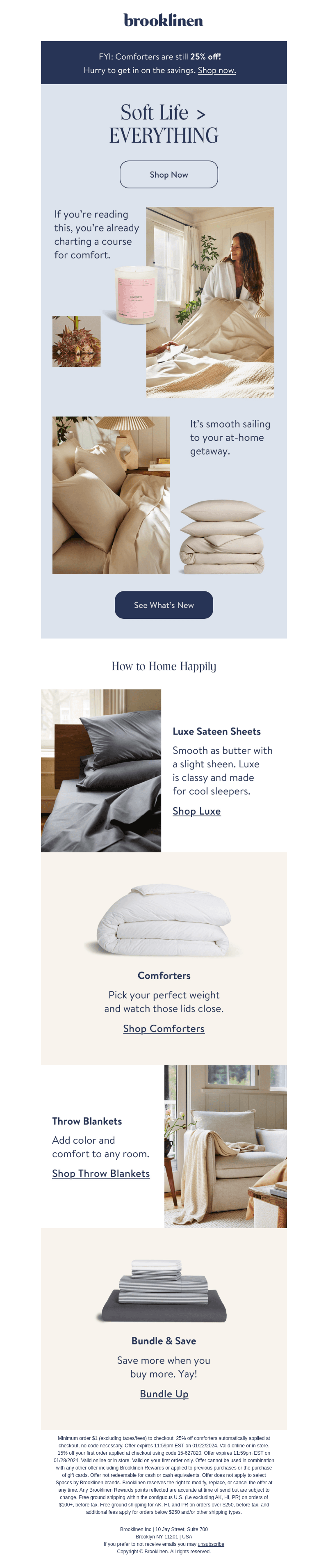 Brooklinen email from Sun, Jan 21, 2024