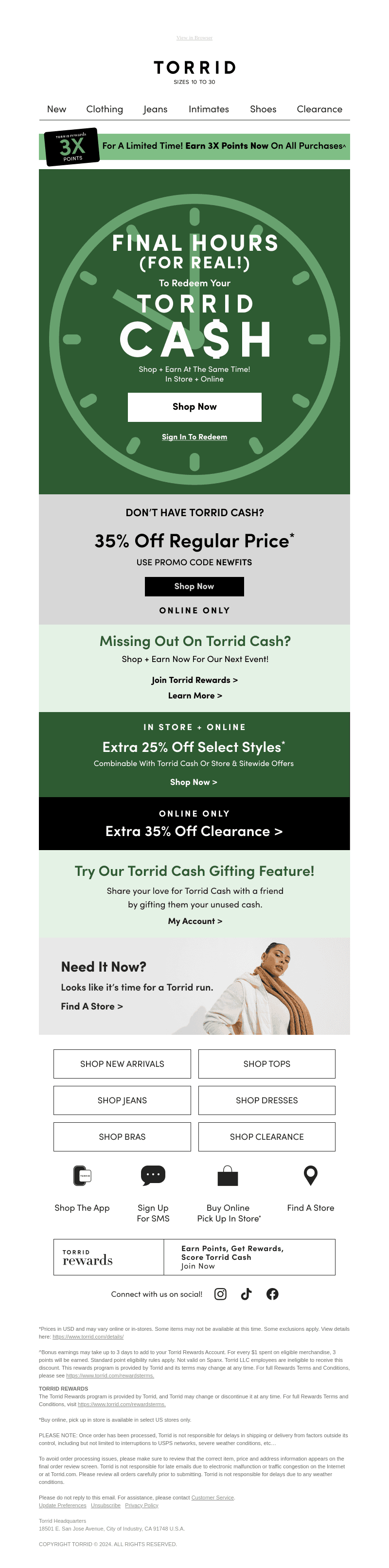 FINAL HOURS for Torrid Cash. Srsly.