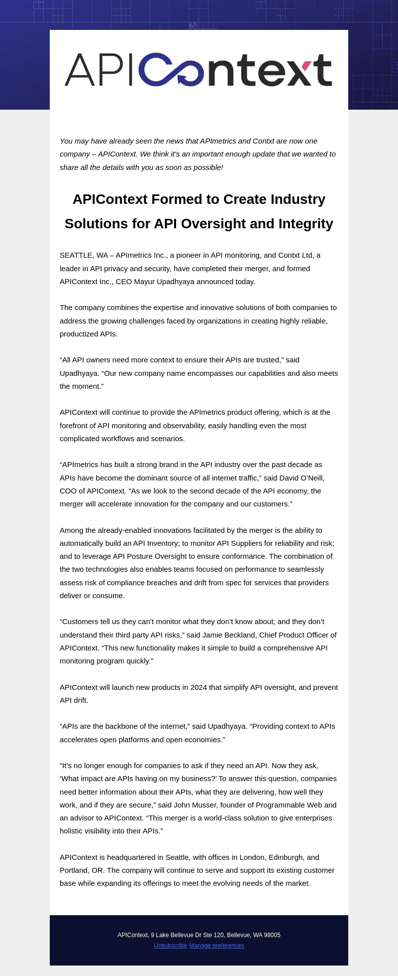 APIContext email from Wed, Jan 24, 2024