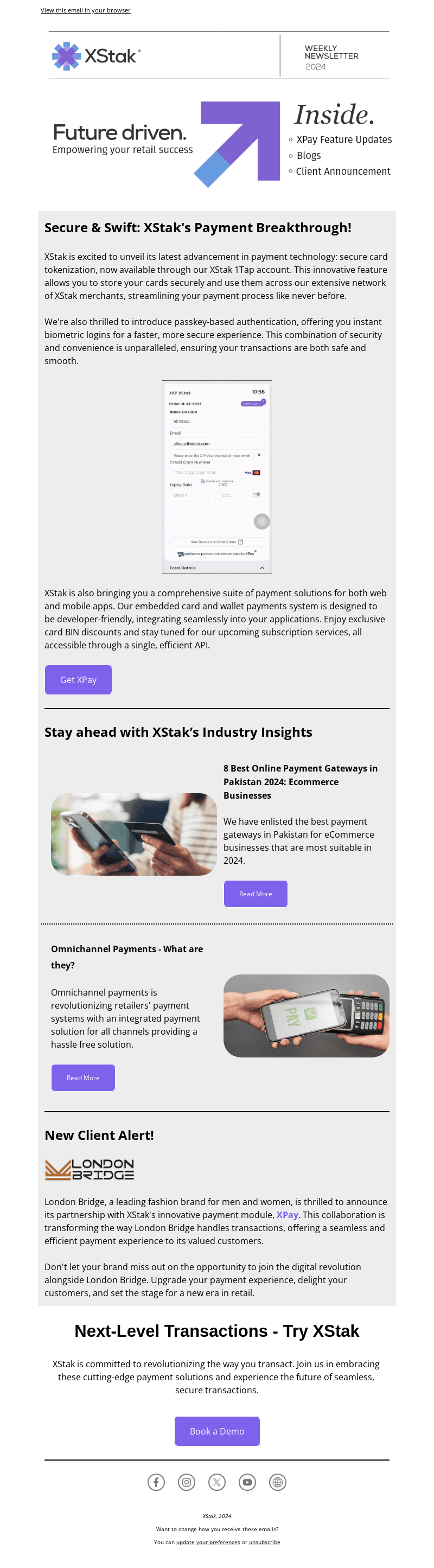 XStak Inc. email from Thu, Jan 25, 2024