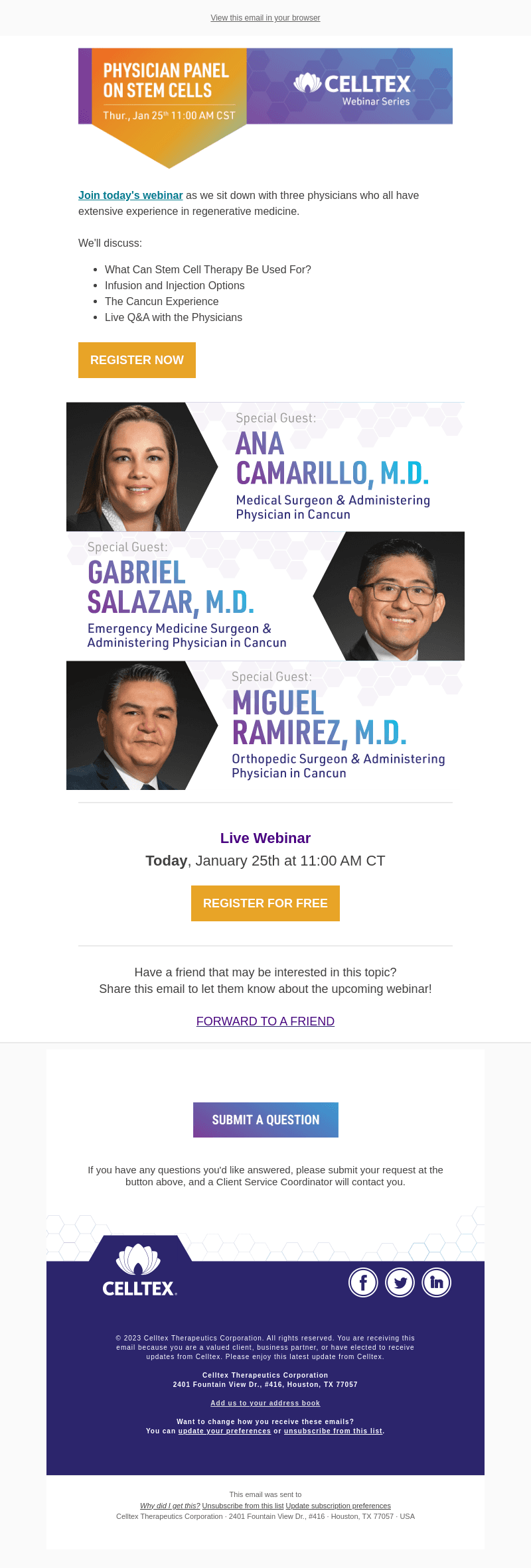Today at 11AM: Physicians Answer Stem Cell Questions