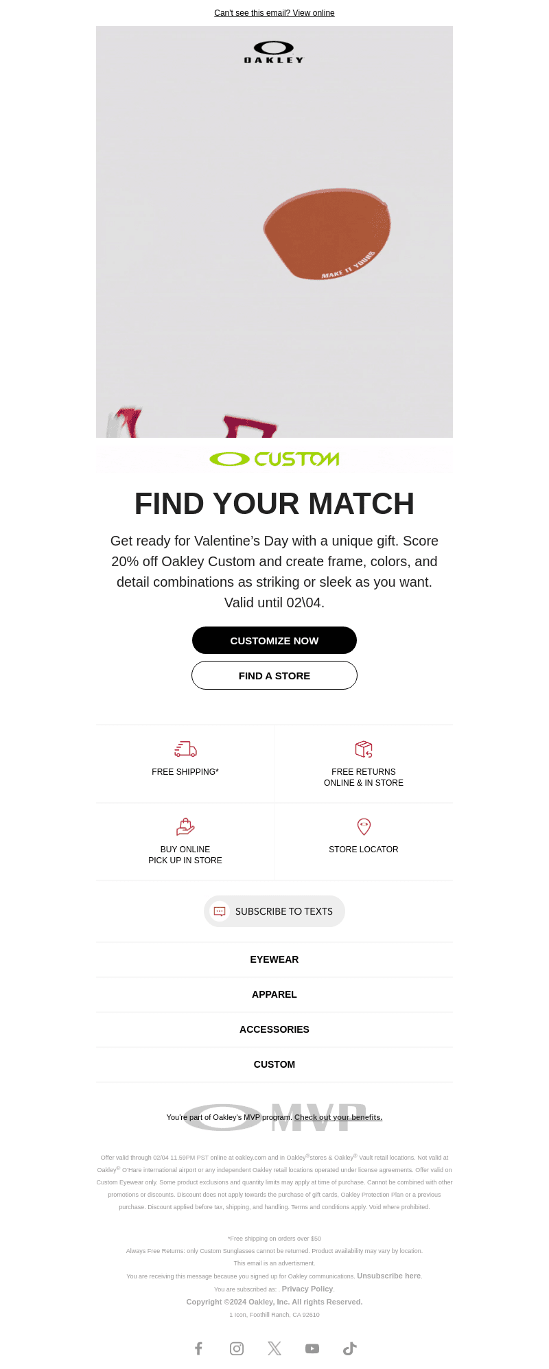 Grab 20% off Oakley Custom