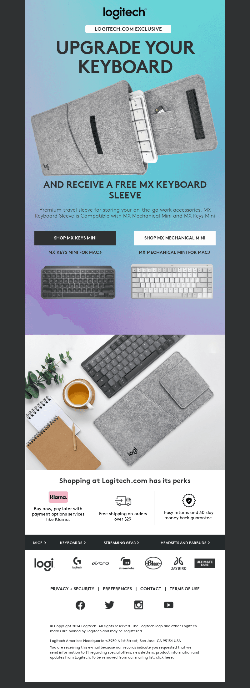 Logitech email from Thu, Feb 1, 2024