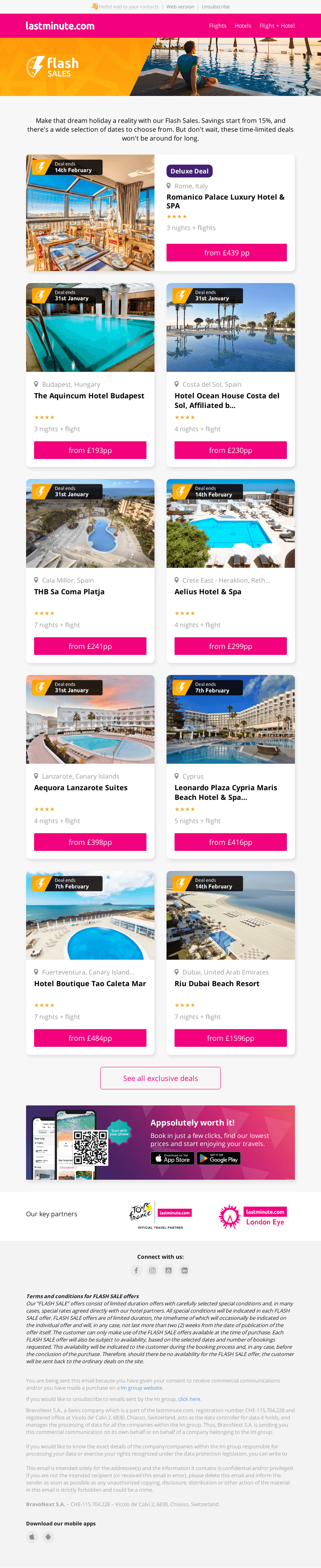 Get away from just £193 with our Flash Sales