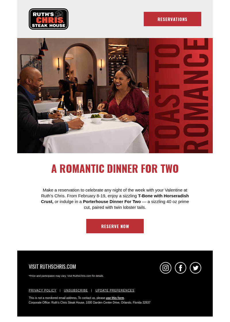 Ruth's Chris email from Fri, Feb 2, 2024