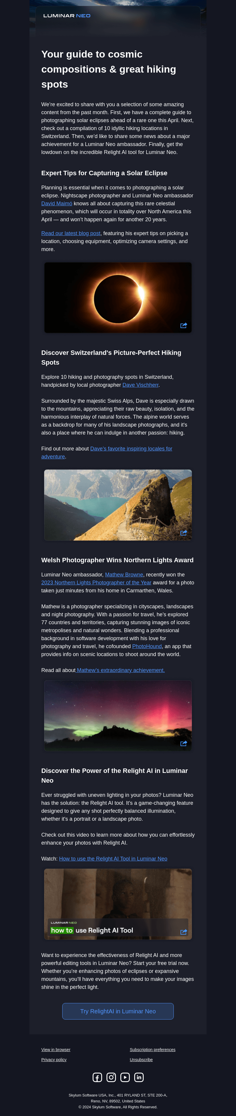 Solar Eclipse, Scenic Switzerland, And More