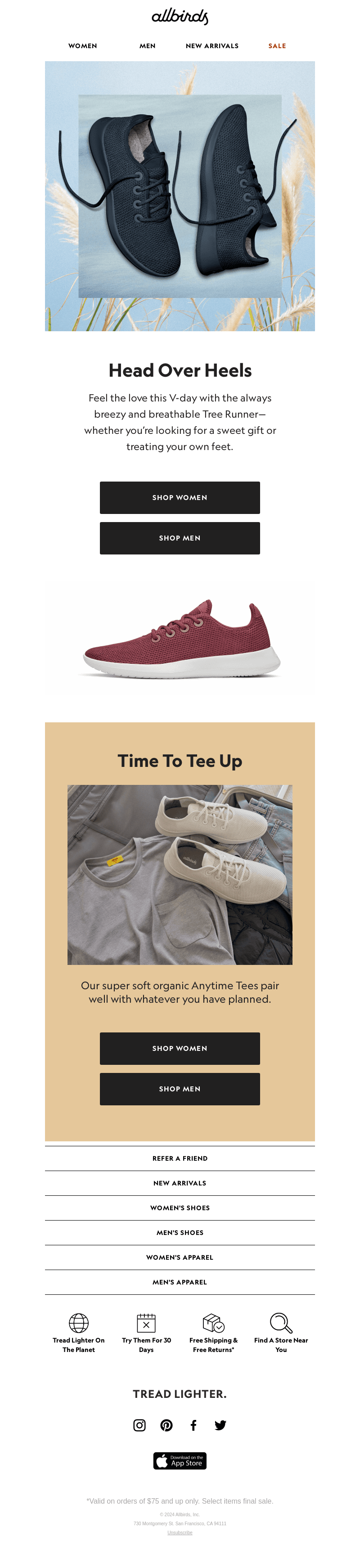 Allbirds email from Sun, Feb 4, 2024