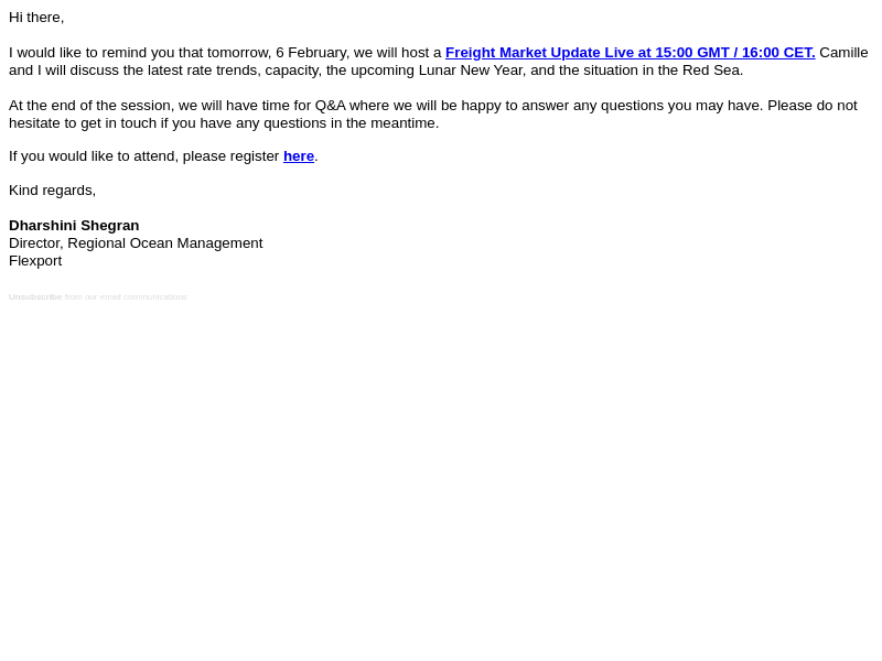Reminder: Freight Market Update Live tomorrow