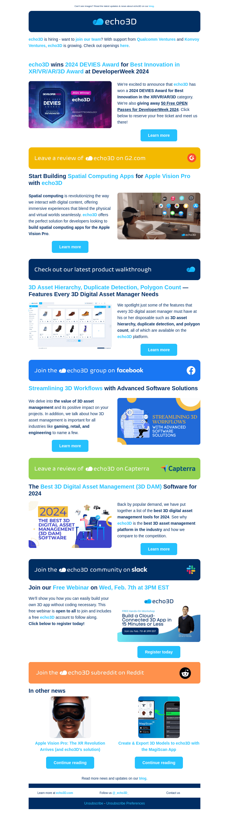 echo3D email from Mon, Feb 5, 2024