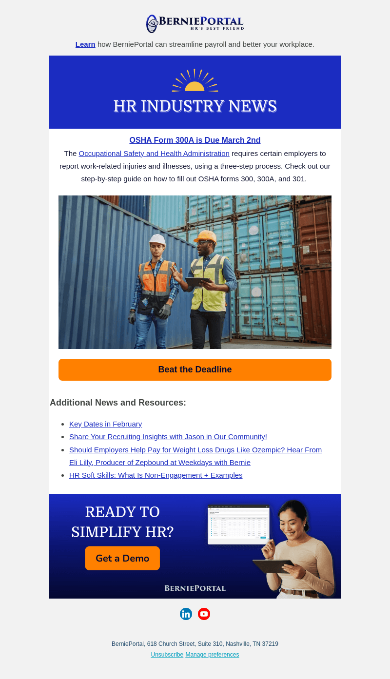 Bernard Health email from Mon, Feb 5, 2024