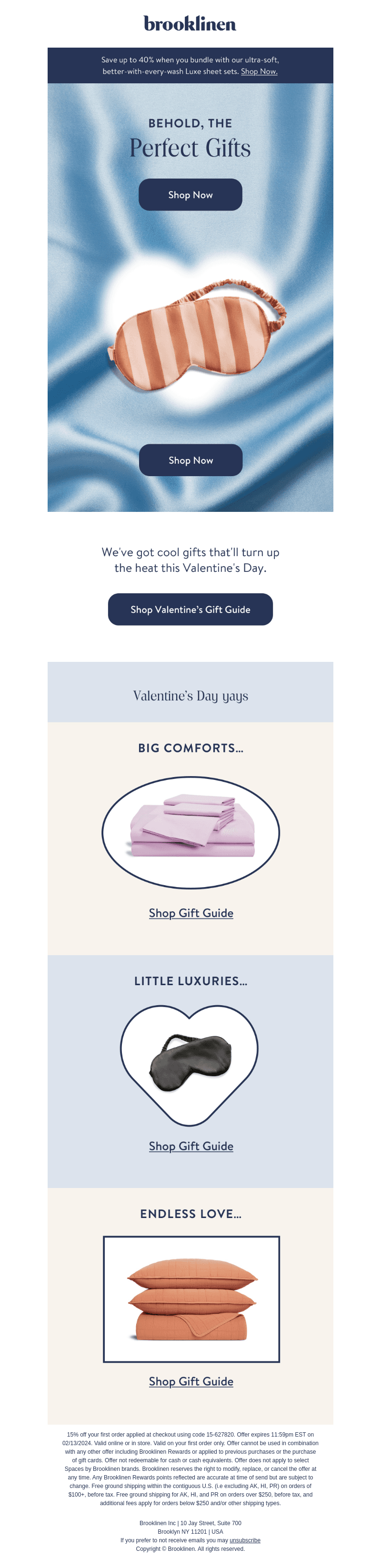 Brooklinen email from Tue, Feb 6, 2024