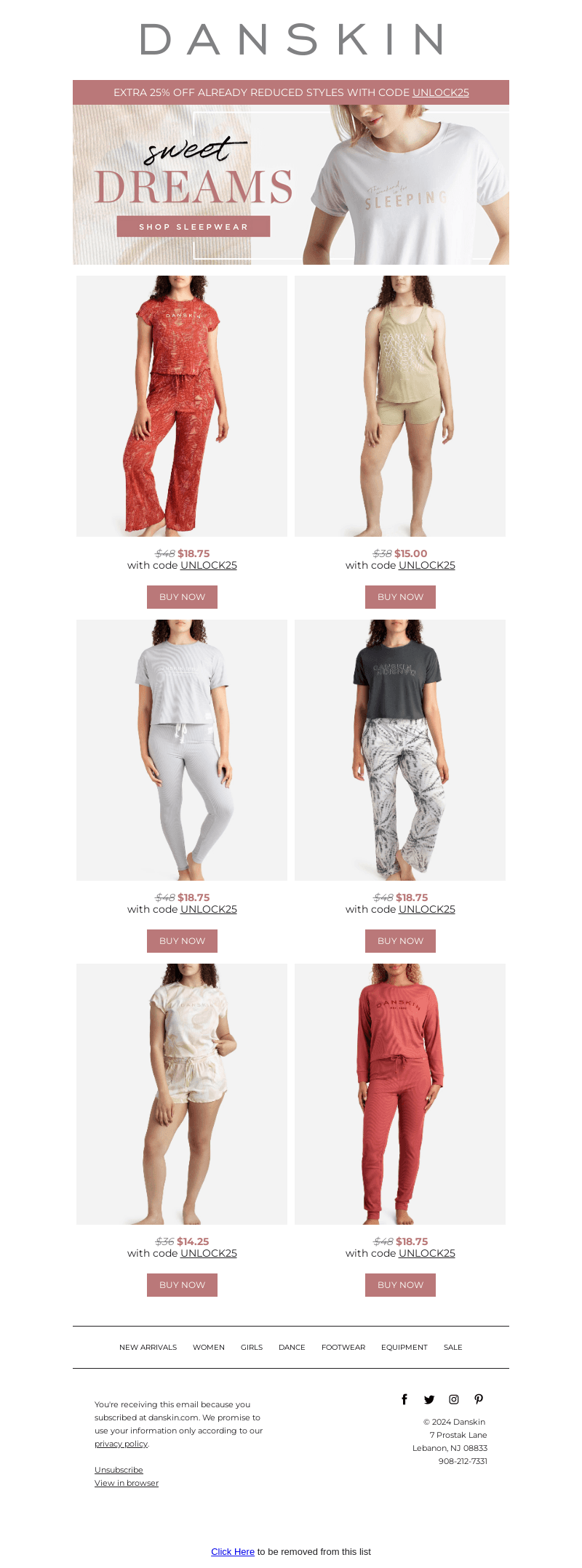Extra 25% Off Already Reduced Sleepwear