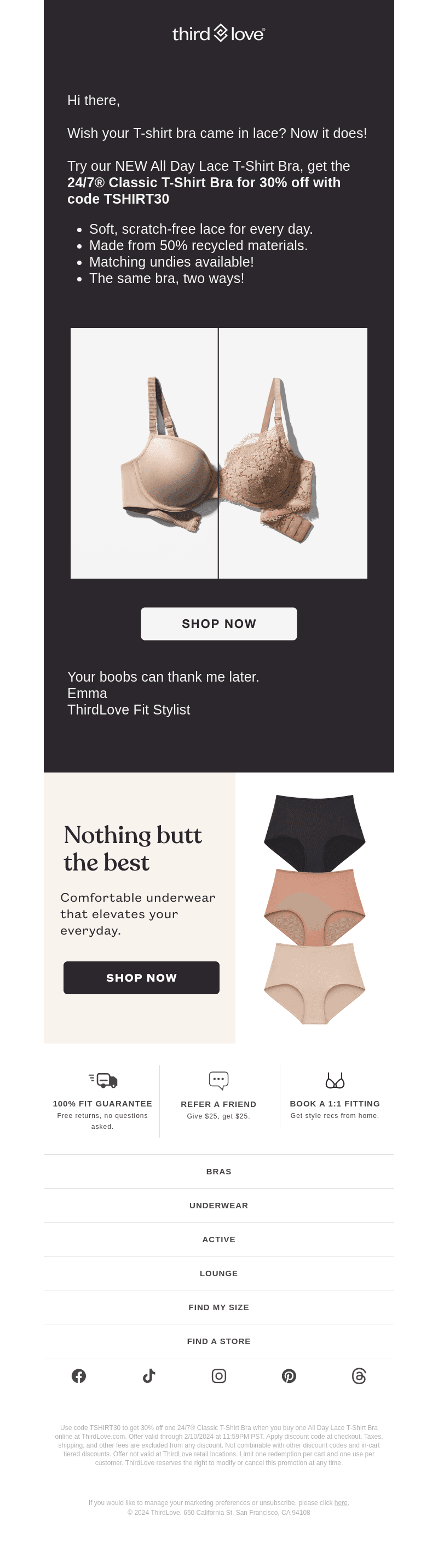 Get 30% off your T-shirt bra