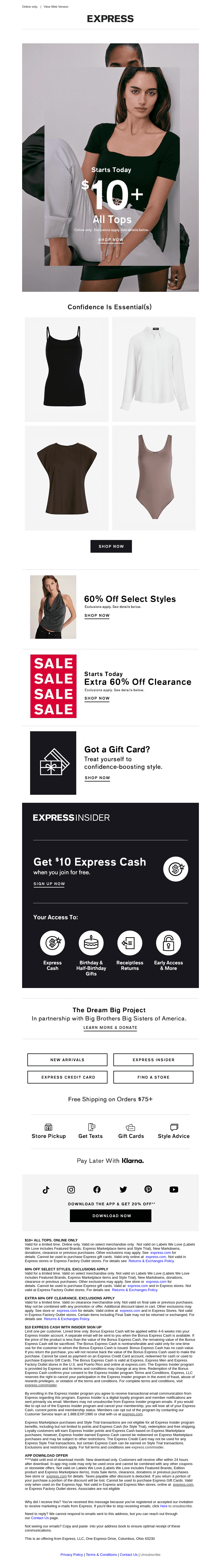 Starts today → $10+ ALL TOPS
