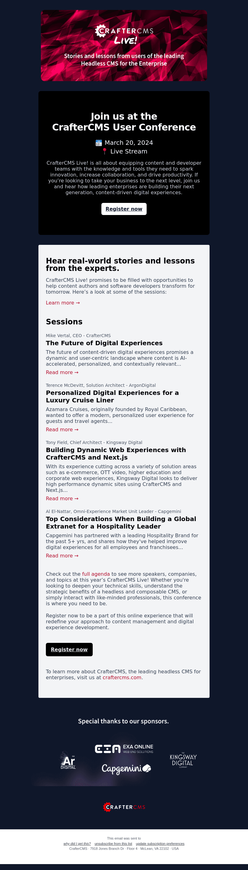 Join us at CrafterCMS Live! - Headless CMS Online Conference