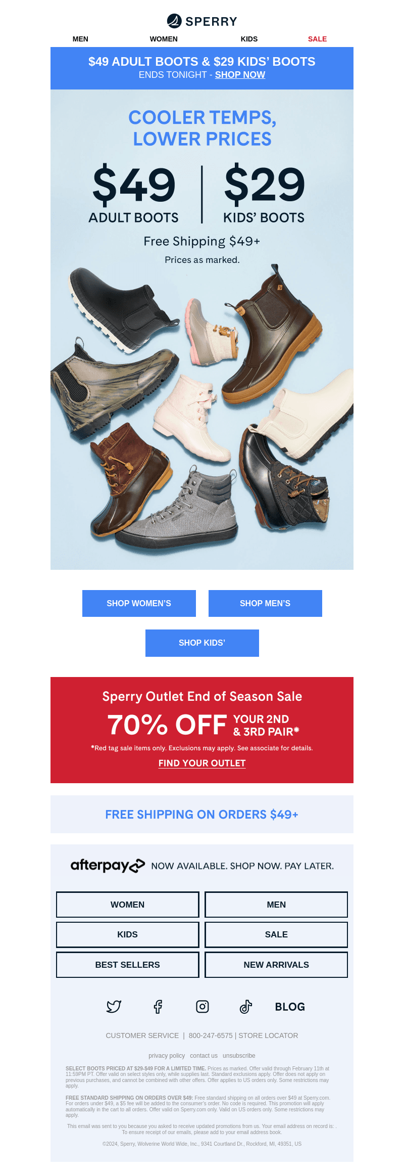 Act Now - $49 Boots Ends Tonight!