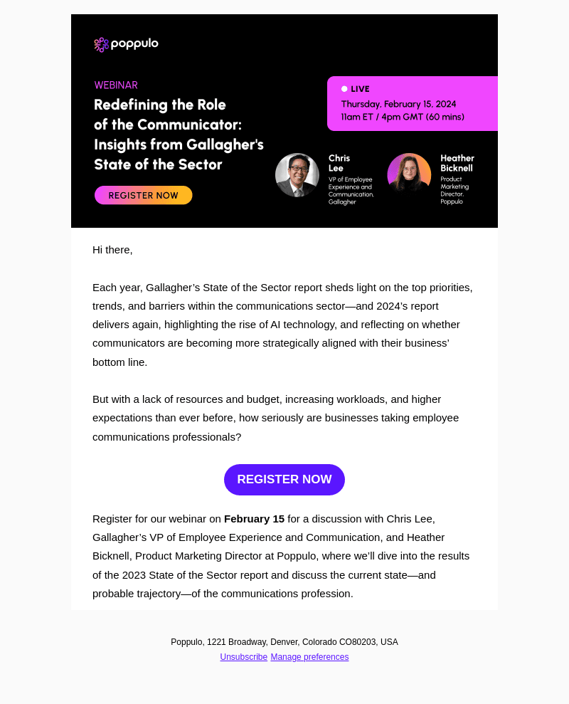 poppulo email from Tue, Feb 13, 2024