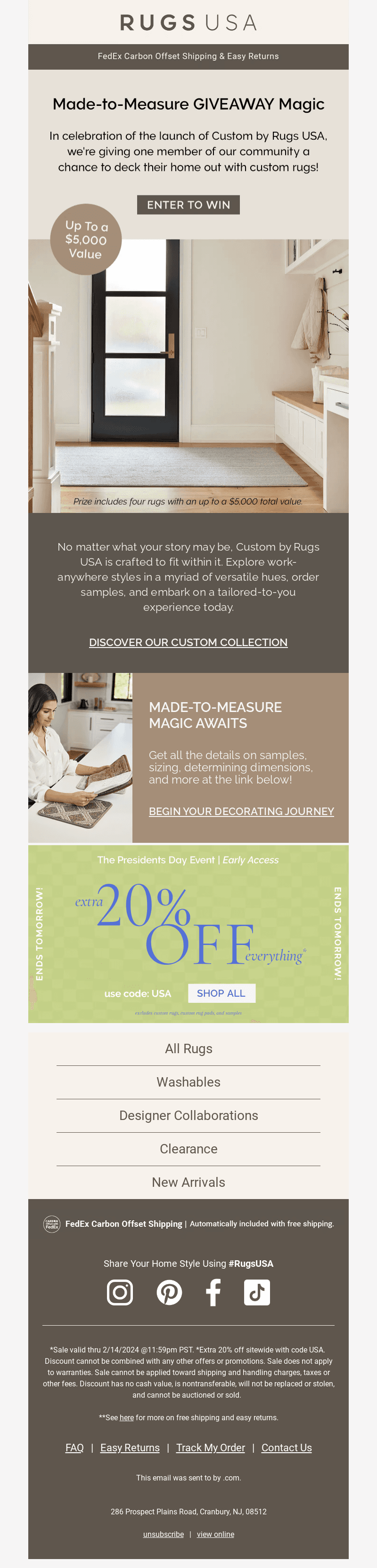 Rugs USA email from Tue, Feb 13, 2024
