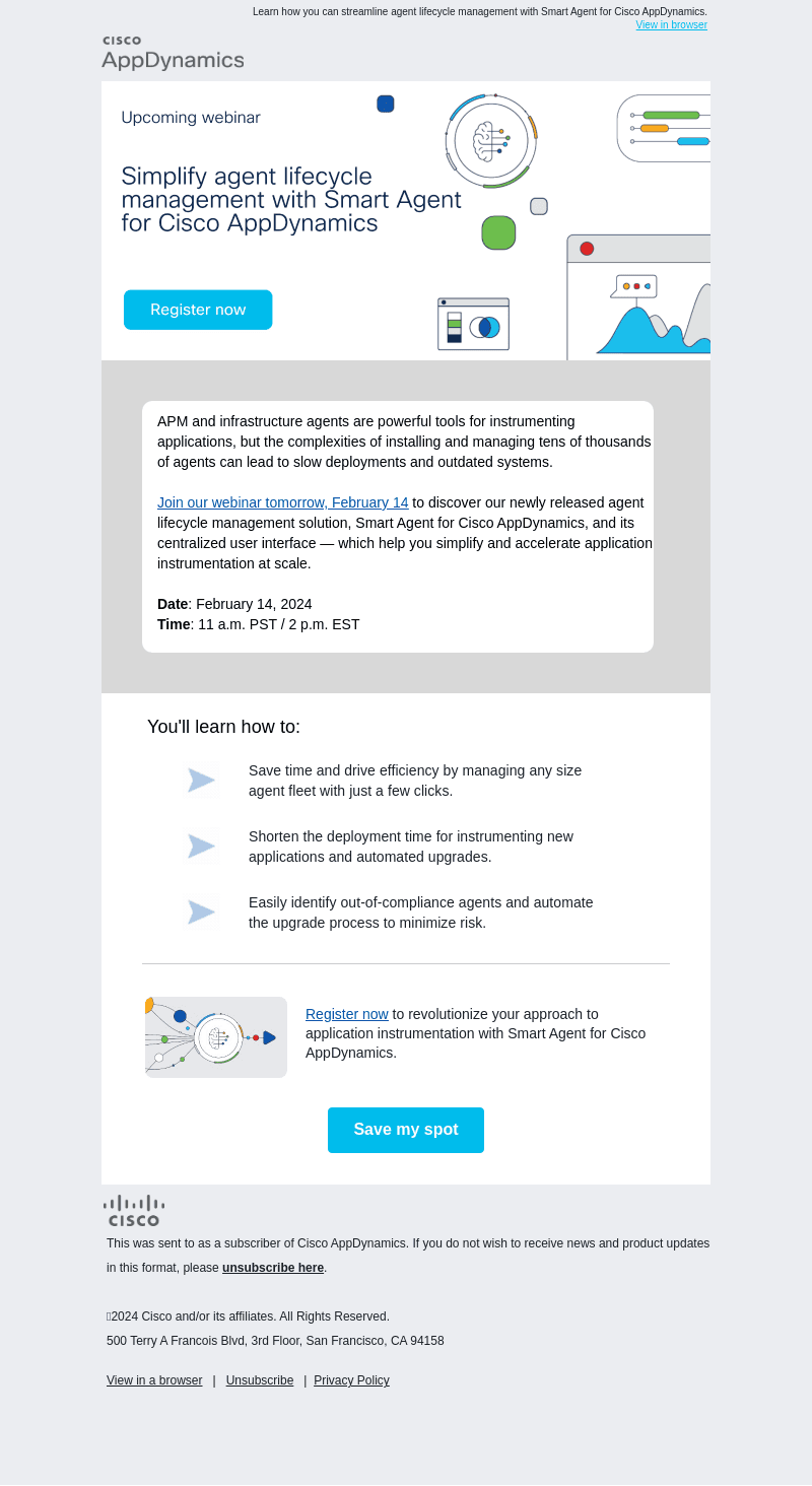 Join our Smart Agent for Cisco AppDynamics webinar tomorrow!