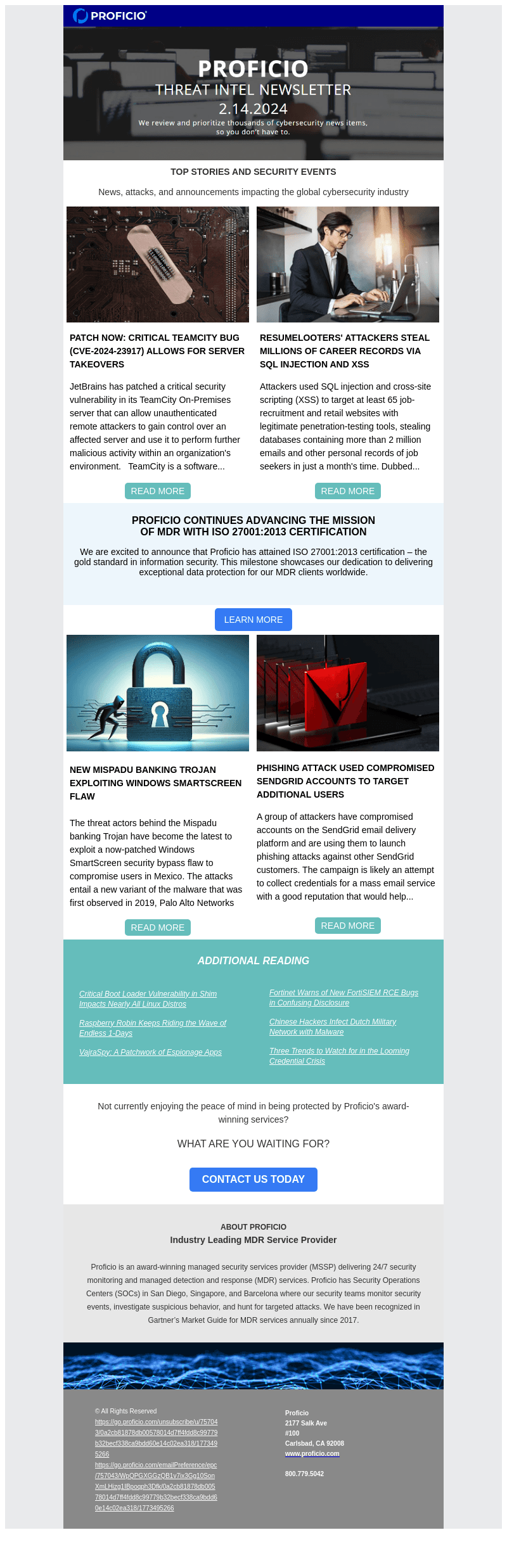 Proficio Threat Intel Newsletter - 2/14/2024