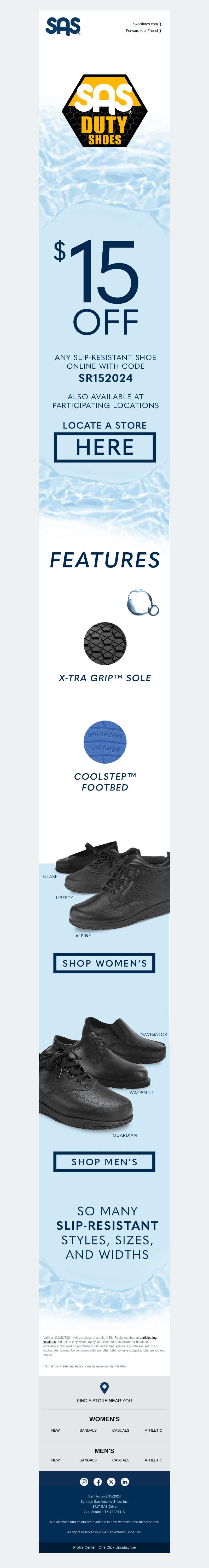 $15 Off Any Slip-Resistant Style!