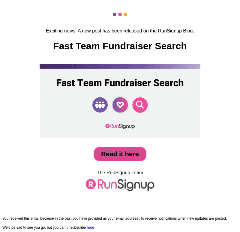 New Post! - Fast Team Fundraiser Search