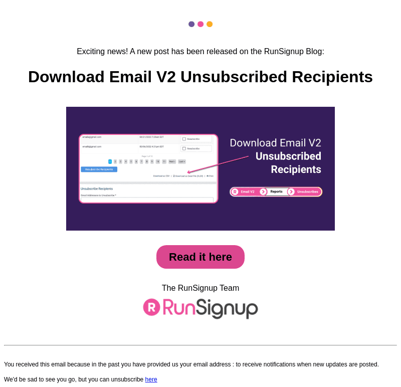 RunSignUp email from Thu, Feb 15, 2024