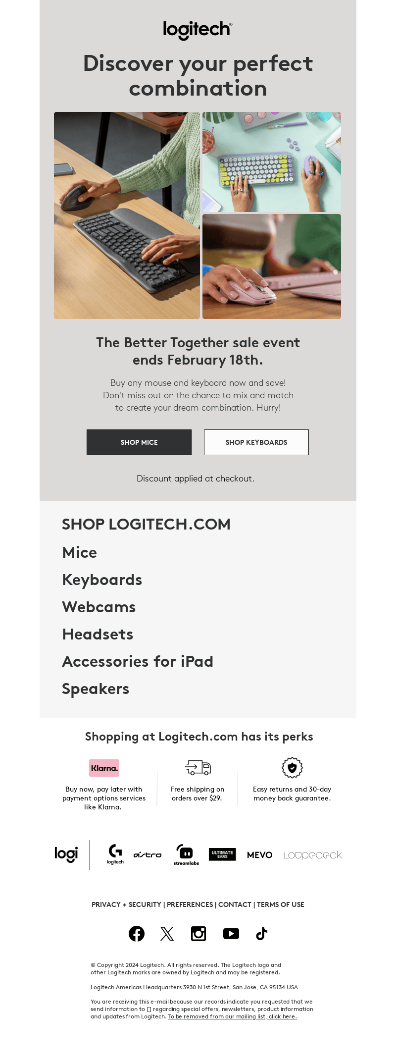 Logitech email from Fri, Feb 16, 2024