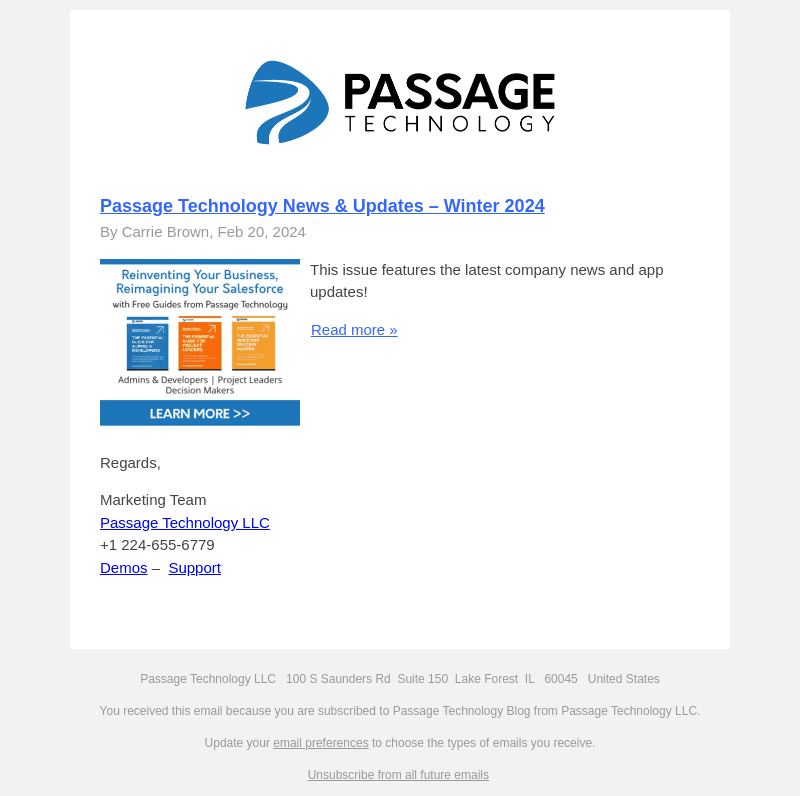 Passage Technology email from Wed, Feb 21, 2024