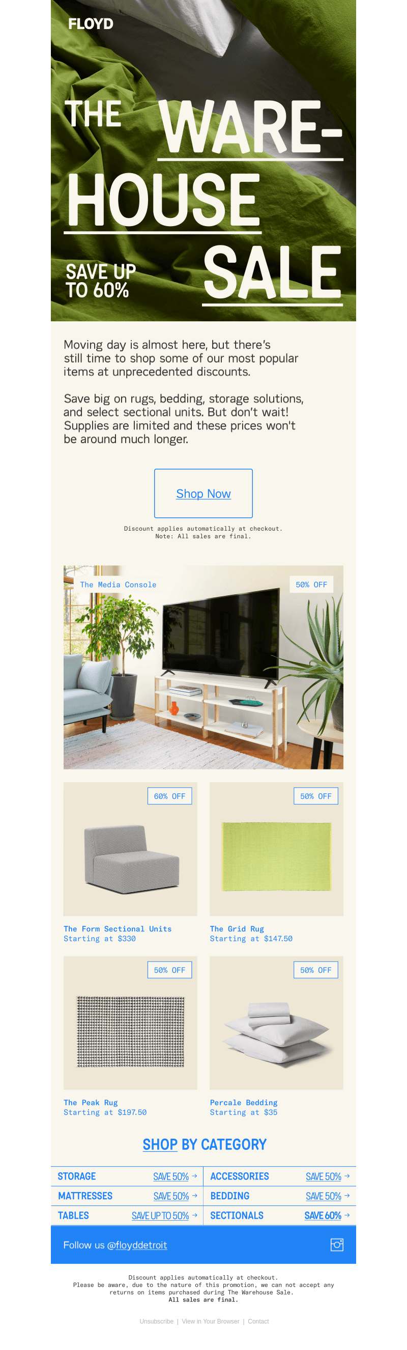 Our warehouse closeout event is almost over