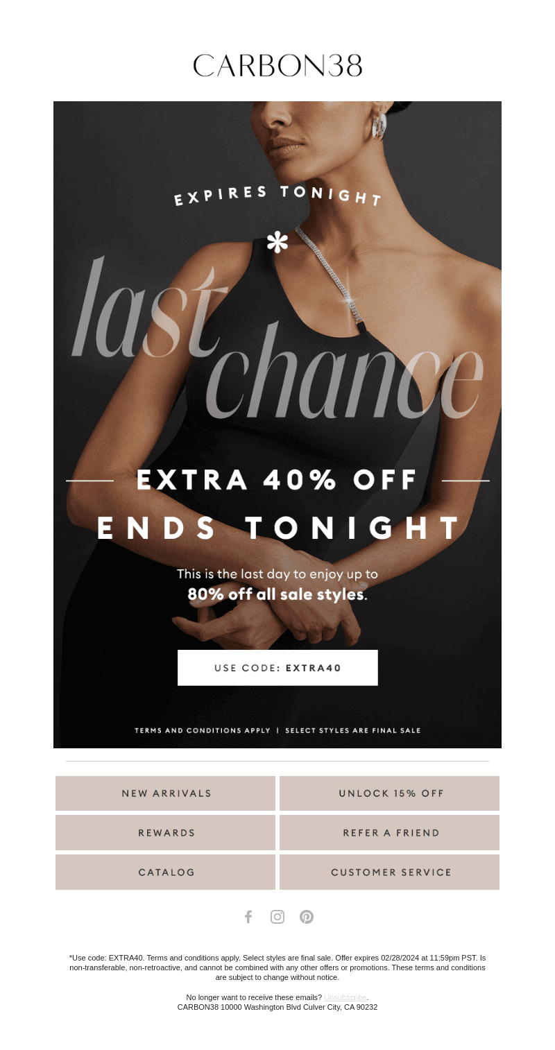 LAST DAY: EXTRA 40% OFF