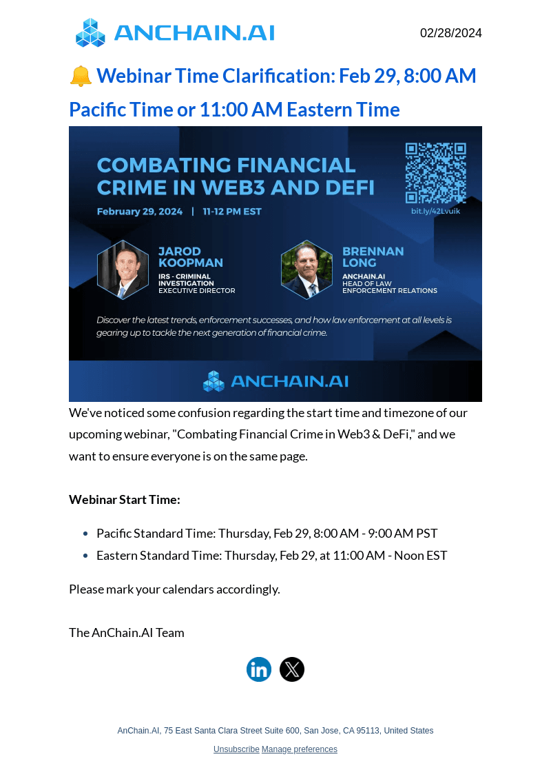 AnChain.ai email from Wed, Feb 28, 2024