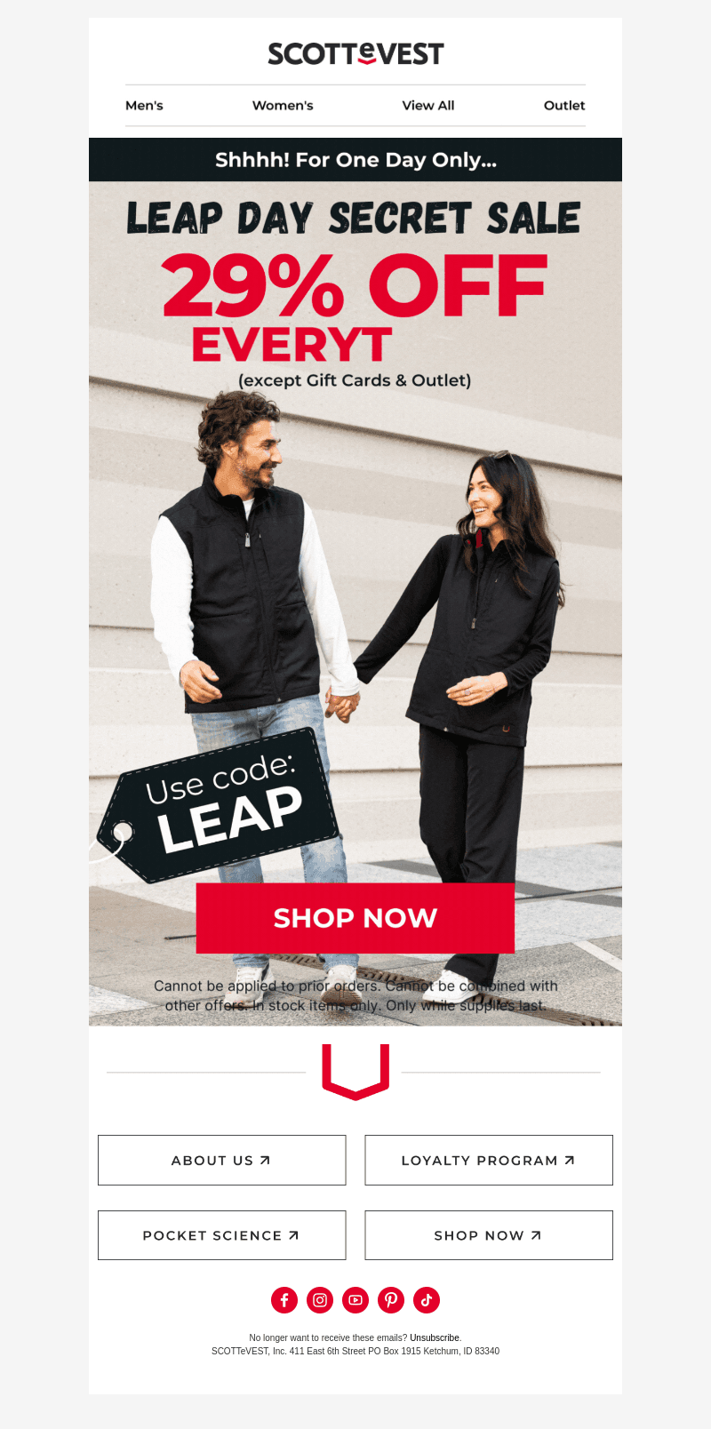Scottevest email from Thu, Feb 29, 2024