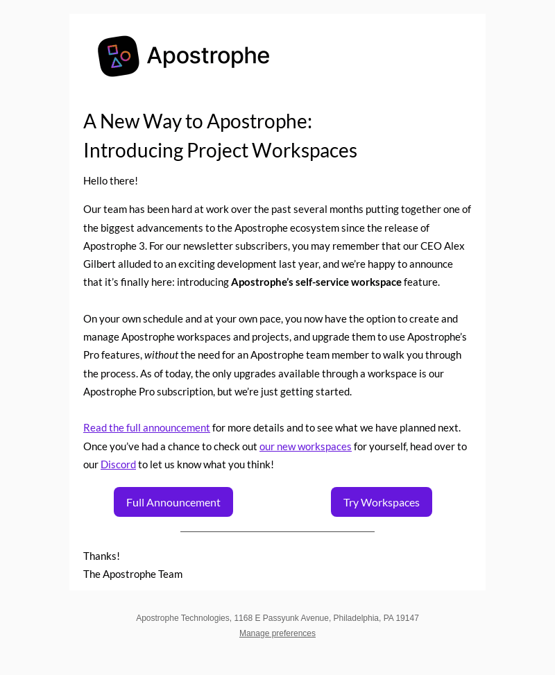 Apostrophe email from Thu, Feb 29, 2024