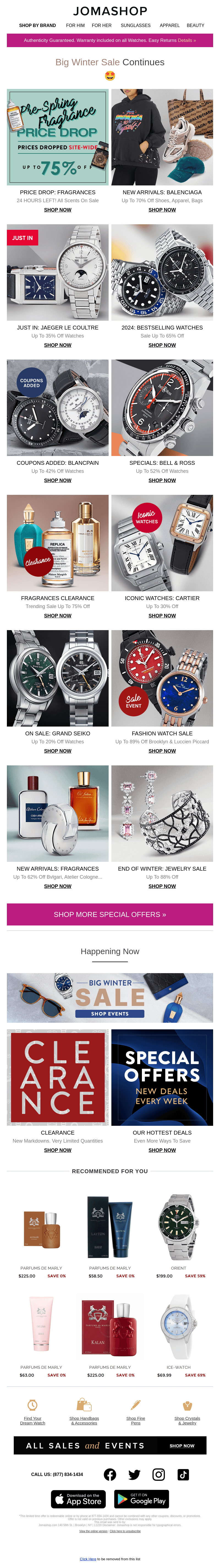Jomashop email from Fri, Mar 1, 2024