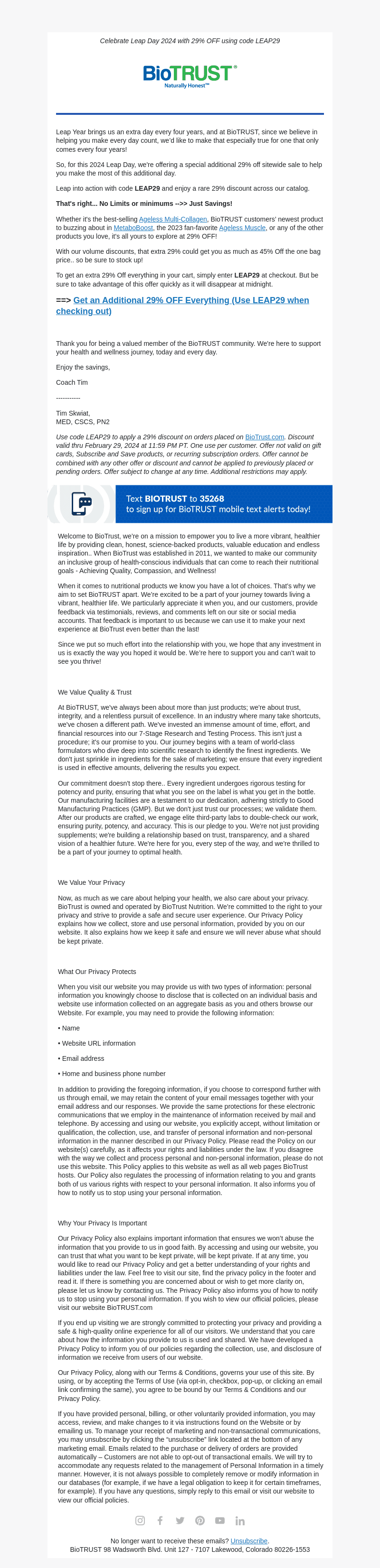 BioTrust email from Fri, Mar 1, 2024