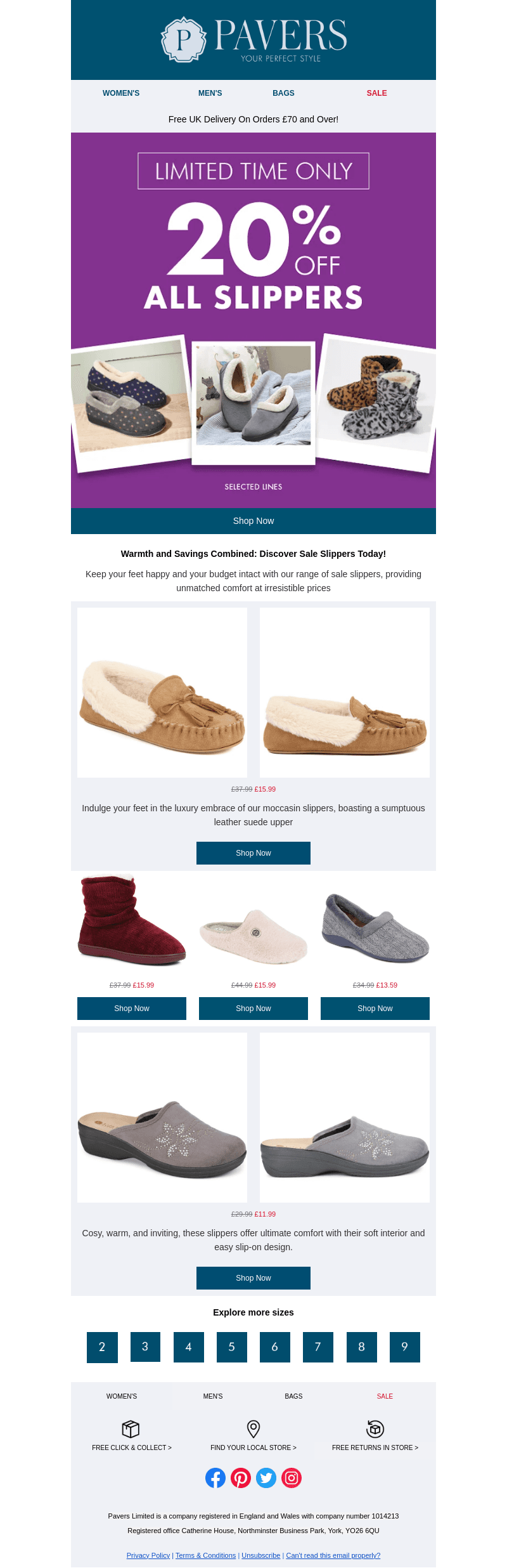20% off ALL Slippers!