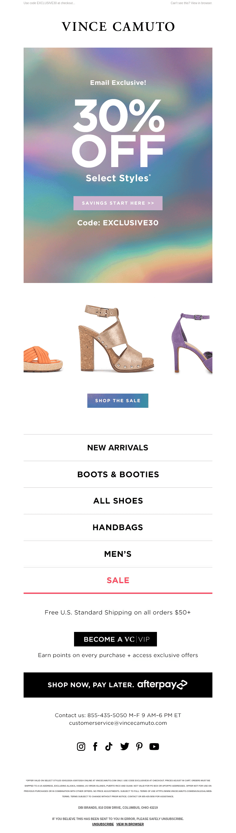 30% OFF Email Exclusive!!!​