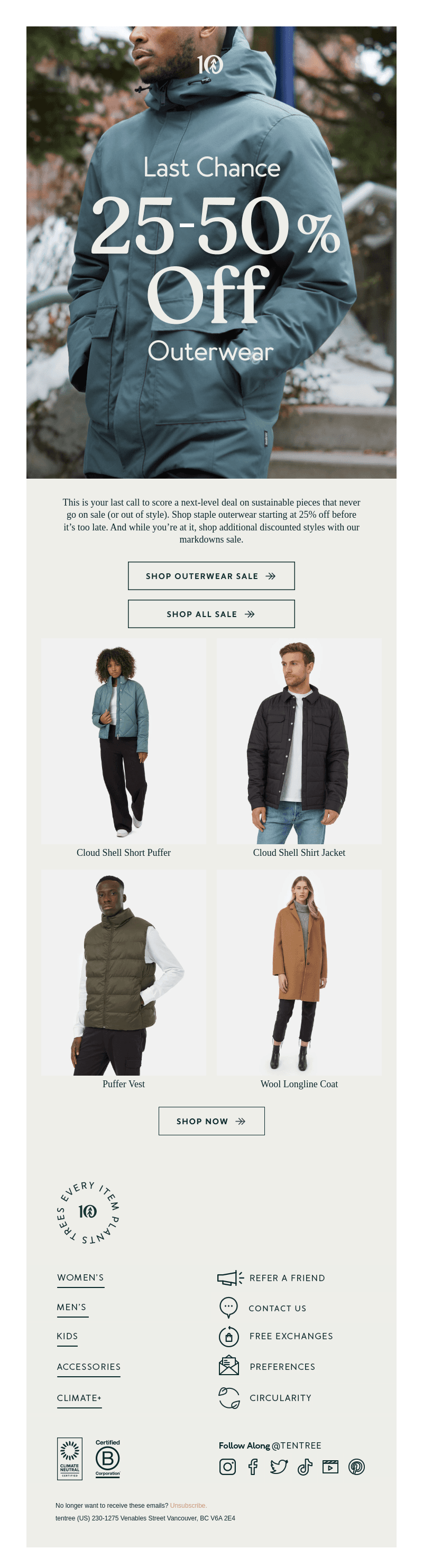Ending Soon: 25-50% Off Outerwear ⏰