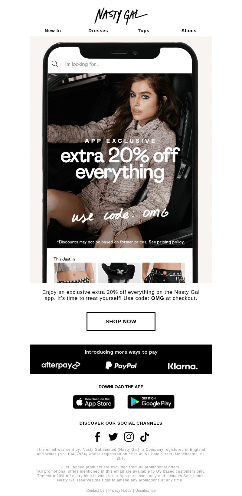 App Exclusive | Extra 20% off everything