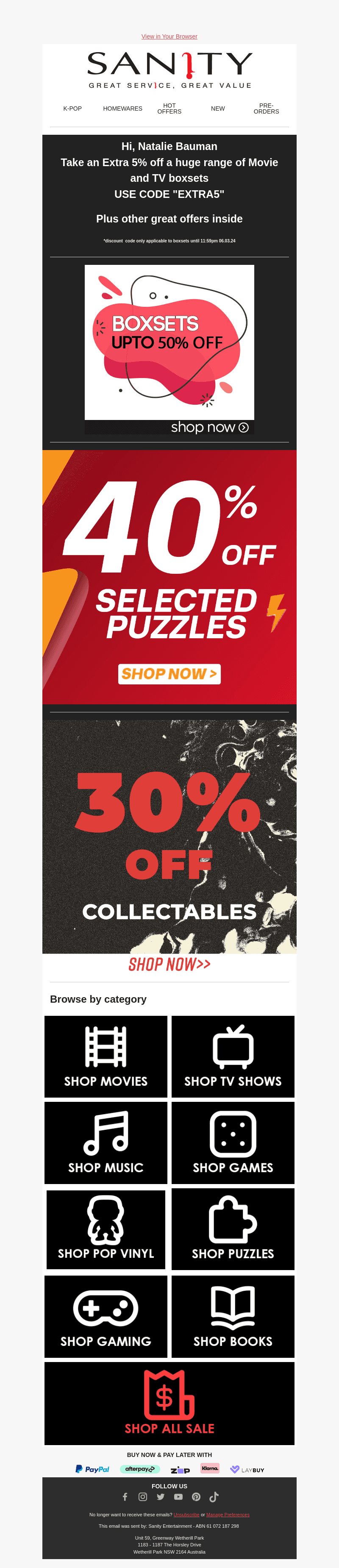 EXTRA 5% OFF ALREADY DISCOUNTED BOXSETS