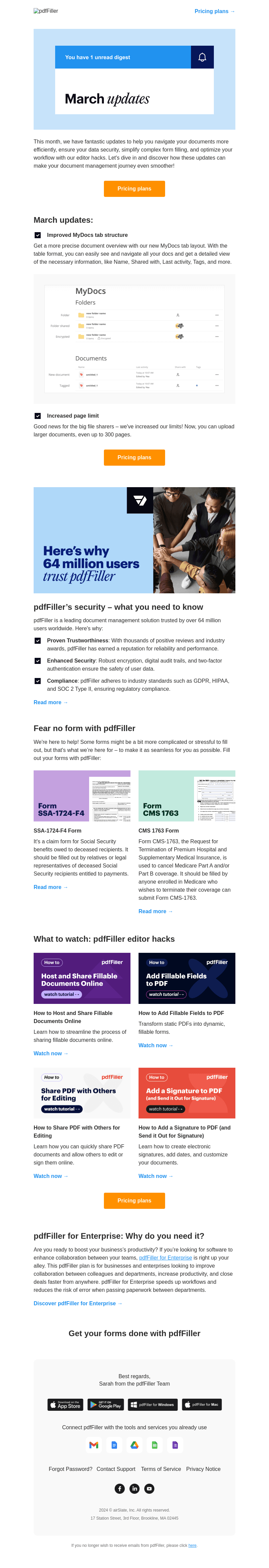 PDFFiller email from Tue, Mar 5, 2024