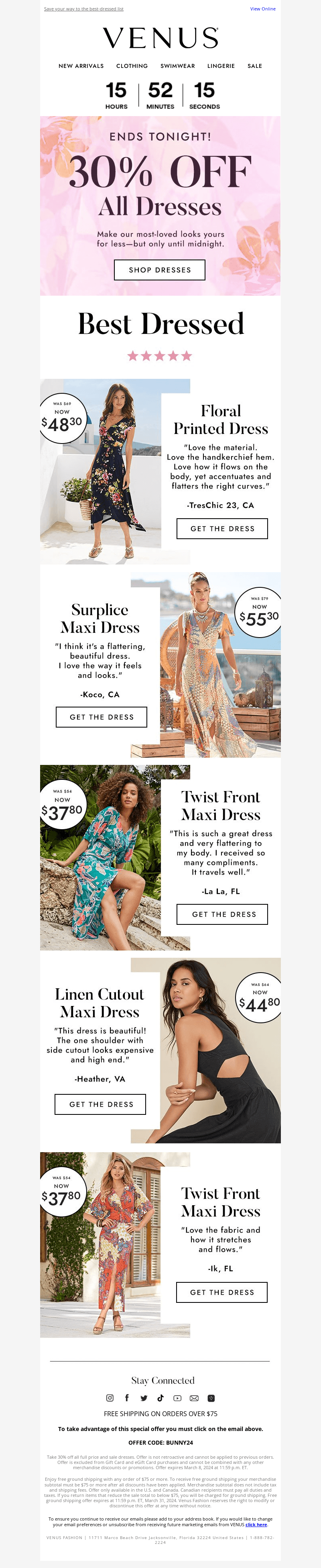 30% OFF all dresses (ends tonight 🔥)