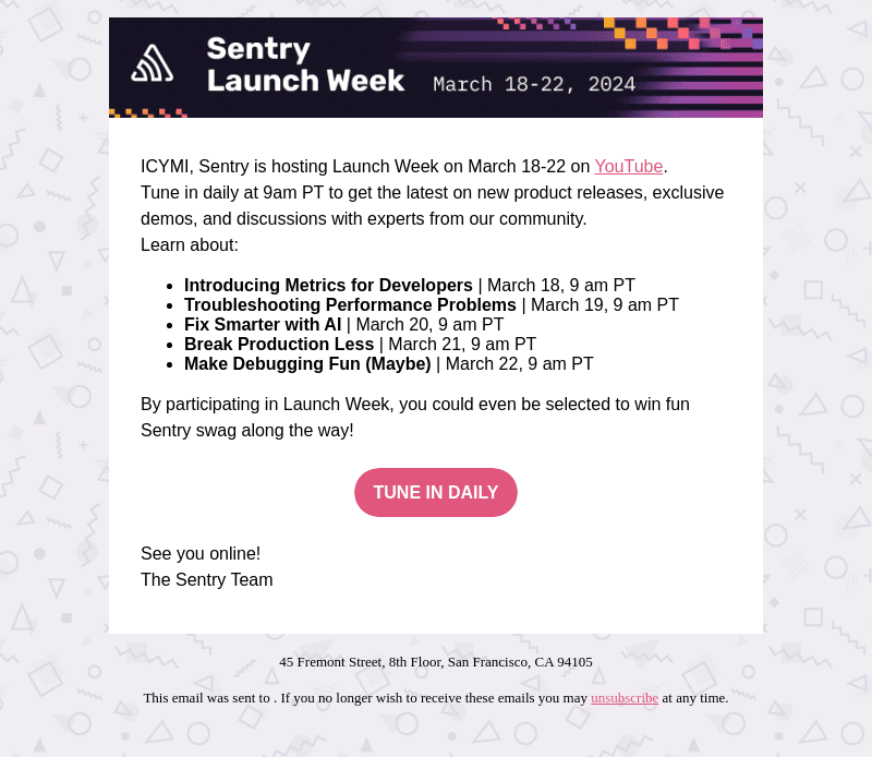 [Coming soon] Don’t miss Sentry Launch Week…