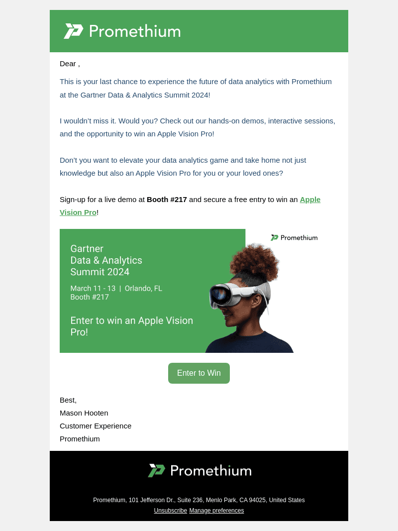 Final Call: Join Promethium at Gartner Summit & Enter to Win an Apple Vision Pro!
