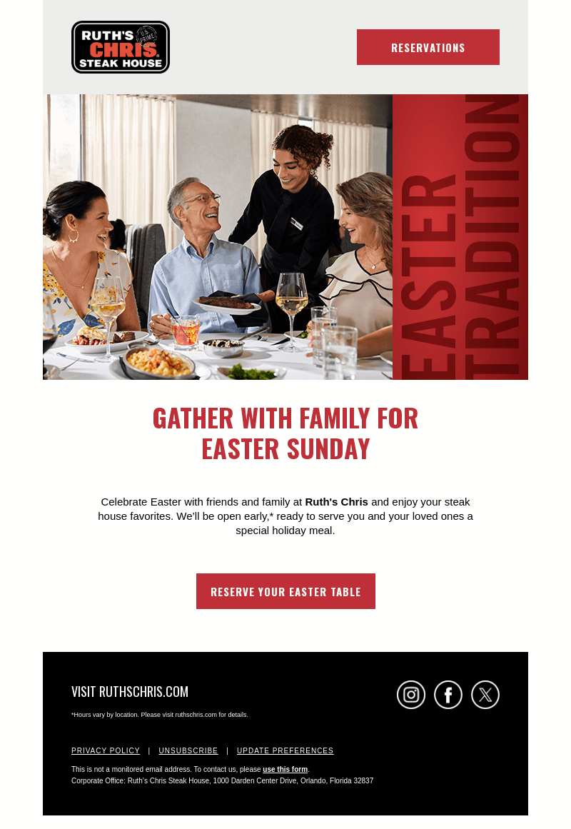 Ruth's Chris email from Mon, Mar 11, 2024