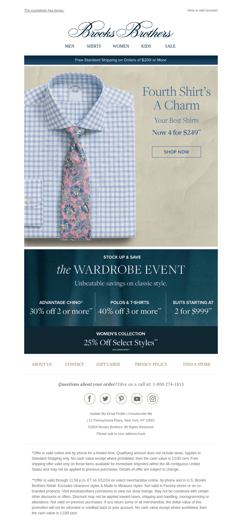 4 shirts for $249 ENDS TODAY!