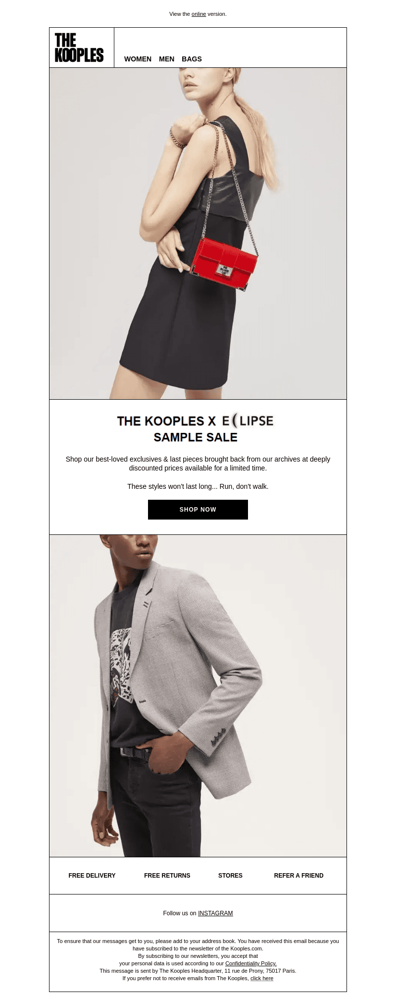 ONLINE SAMPLE SALE: ECLIPSE X THE KOOPLES